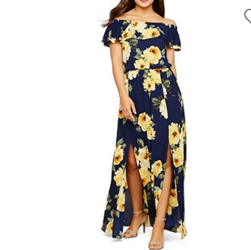 Premier Amour Off The Shoulder Floral Maxi Dress